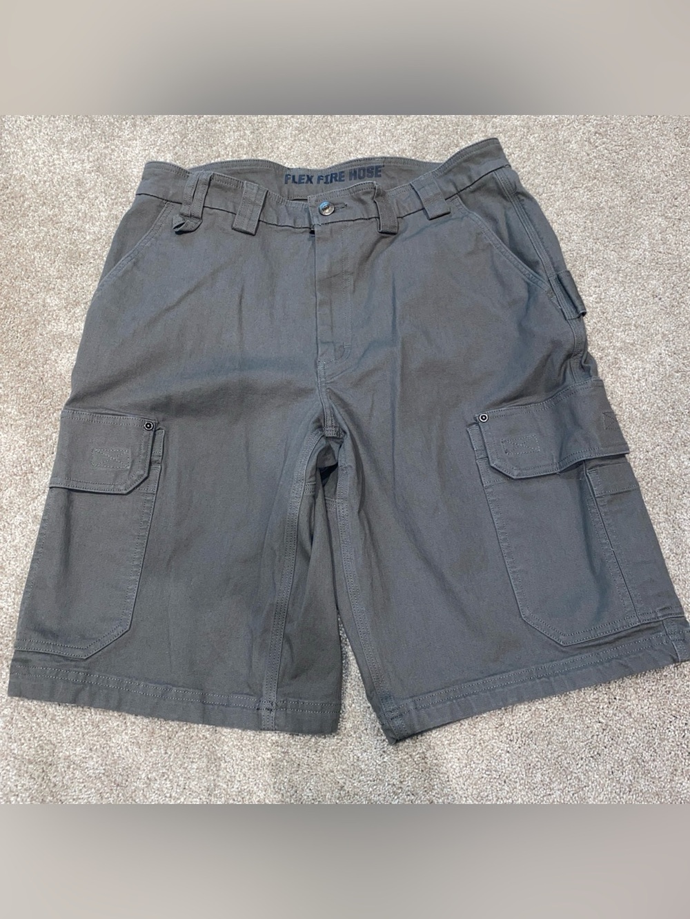 Duluth Trading Co Flex Fire Hose Canvas Cargo Shorts Men’s 36 Grey 12” Inseam
